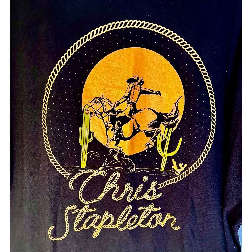 Chris Stapleton Mens Black Graphic Print T-Shirt Top Cotton Country Size 3XL - Picture 3 of 6